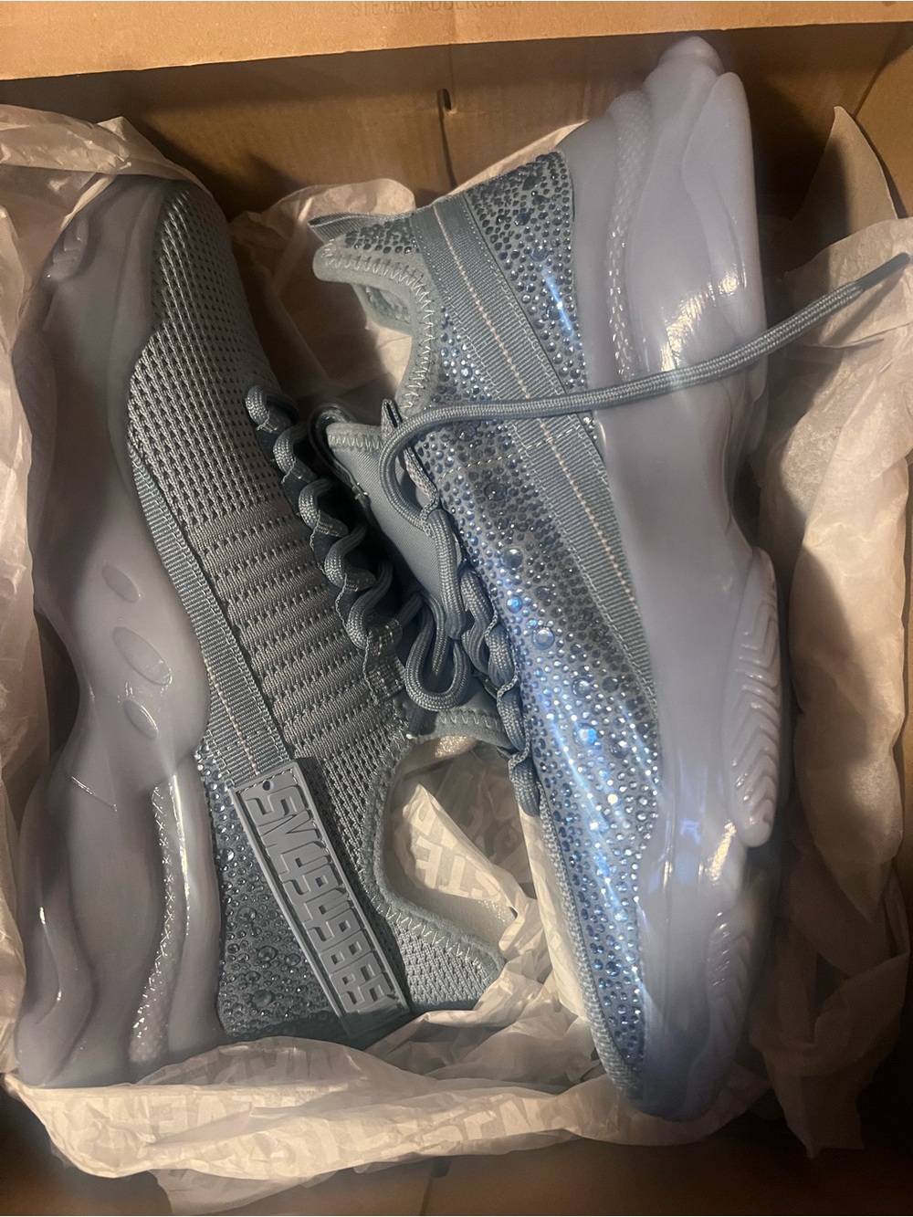Steve Madden Women's Rhinestone Embellished Athletic Sneakers - Light Blue